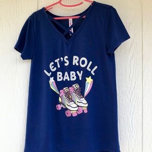 LETS ROLL BABY DARK BLUE KIDS TEE